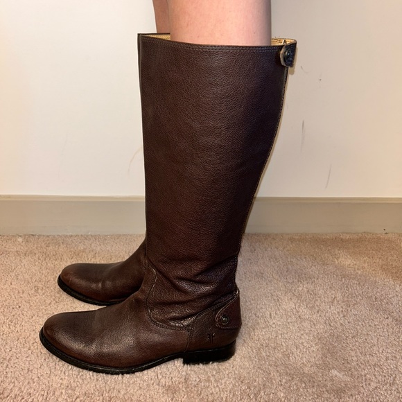 Frye Melissa Button Back Brown Leather Boots Women’s Size 8.5 - Picture 4 of 6